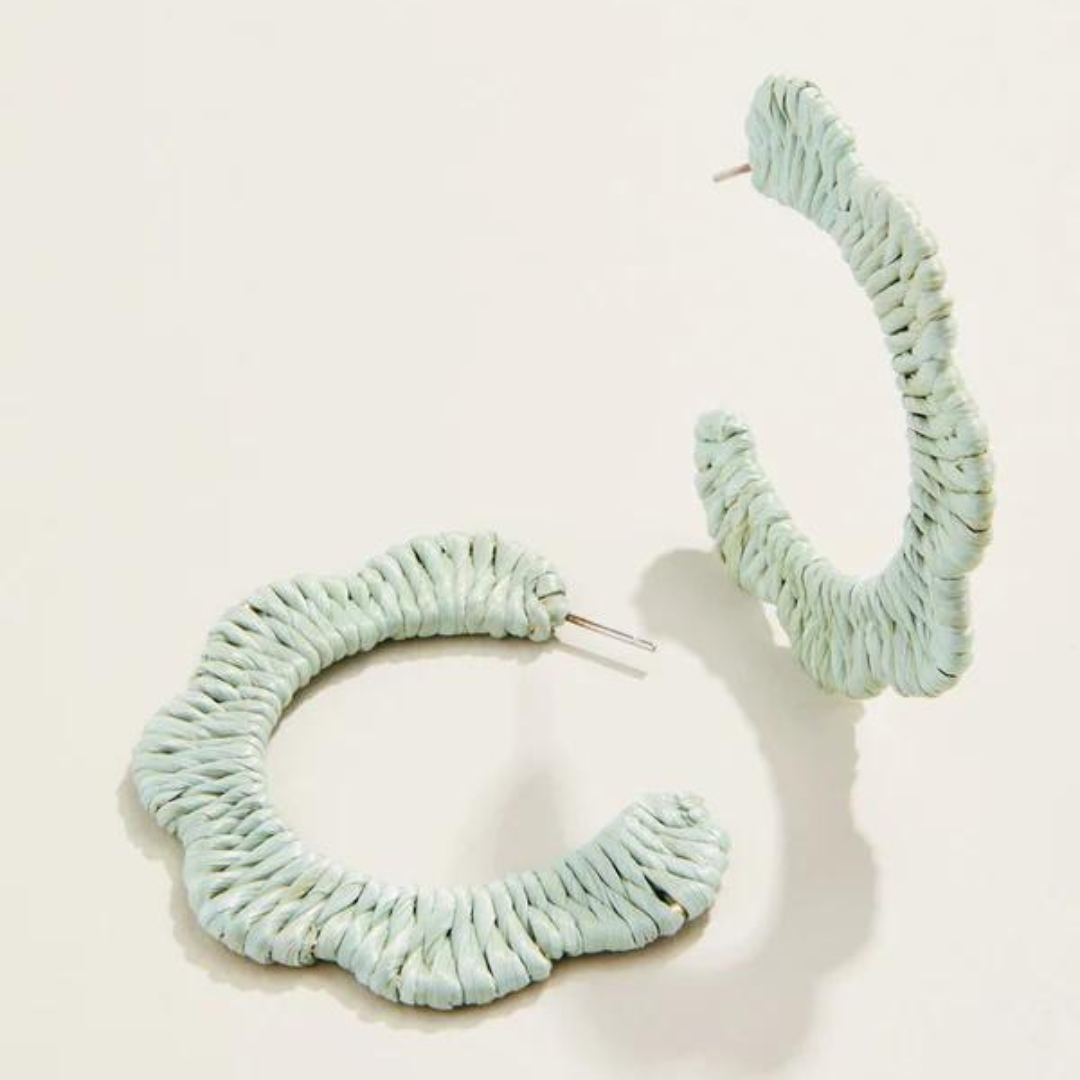 Spartina Scalloped Straw Hoop Earrings