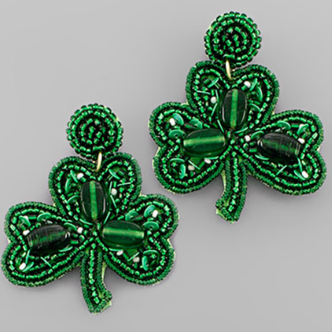 Beaded Shamrock Earrings