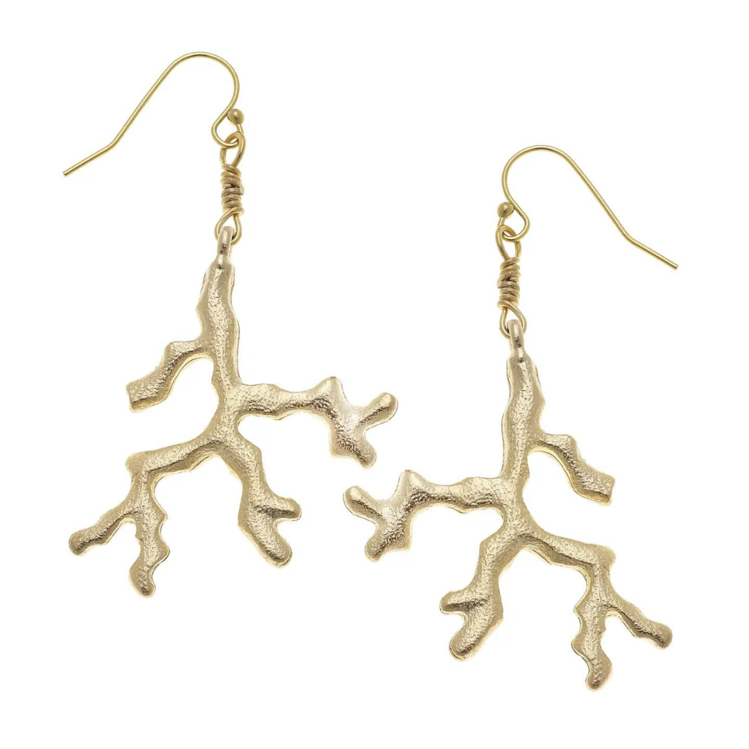 Susan Shaw Gold Coral Earrings