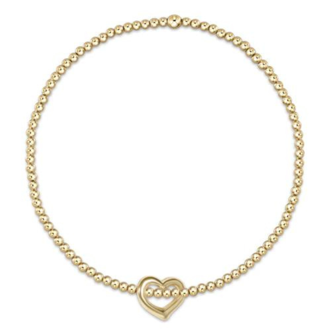 Enewton Gold Classic Bead Bracelet w/ Love Charm - 2mm