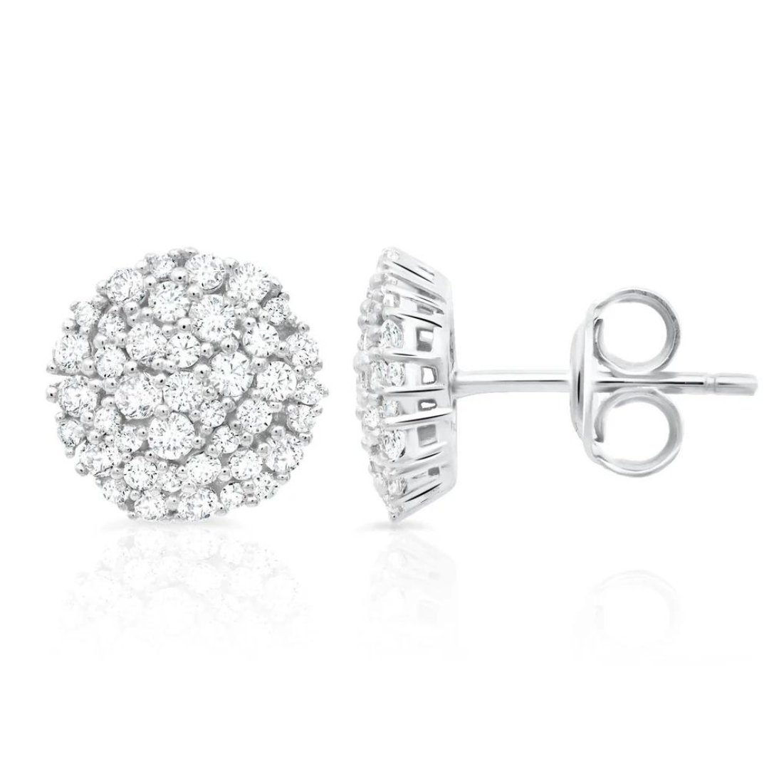 Crislu Round Pave Cluster Earrings