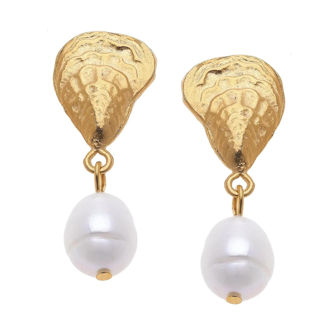 Susan Shaw Oyster + Pearl Drop Earrings