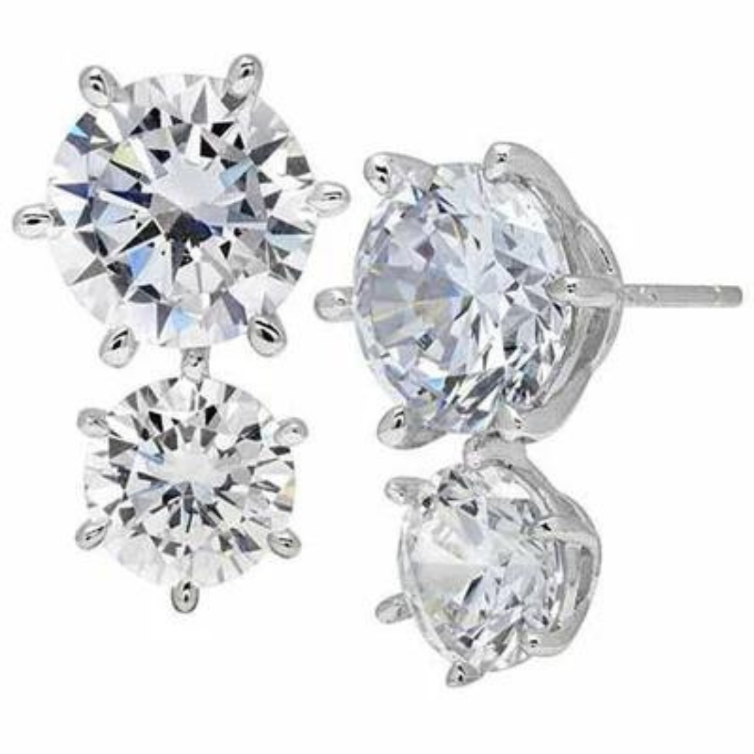 Crislu Double Round Stud Earring