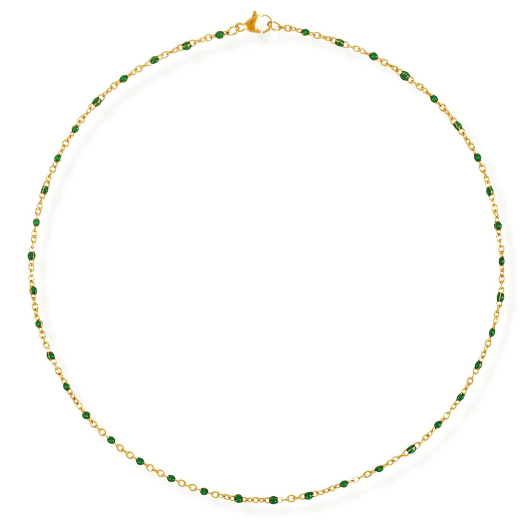 Ellie Vail Evie Dainty Enamel Beaded Necklace - Gold