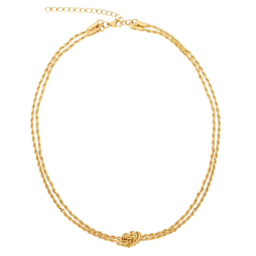 Ellie Vail Iggy Rope Chain Knotted Necklace - Gold