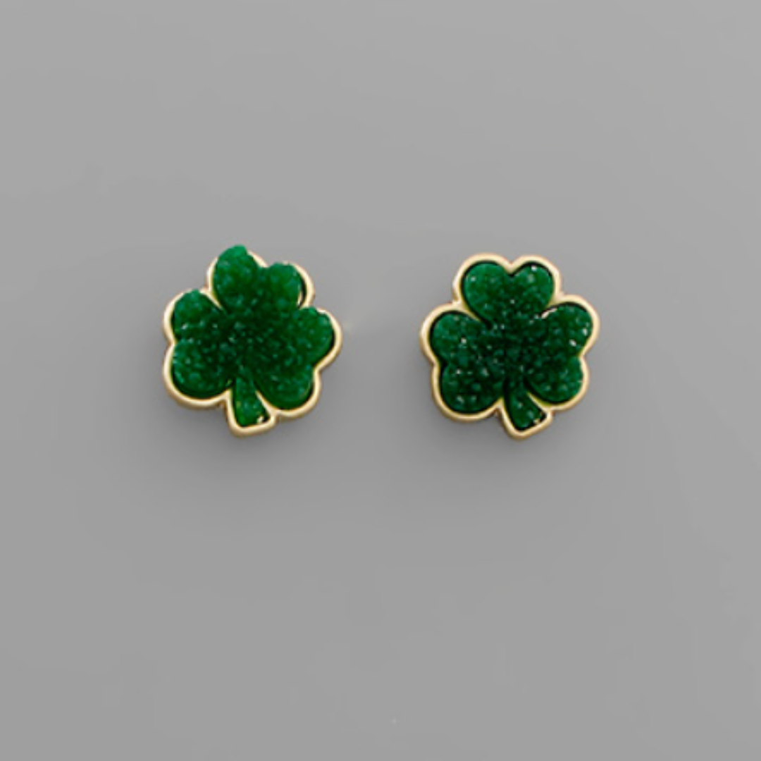 Drusy Shamrock Earrings