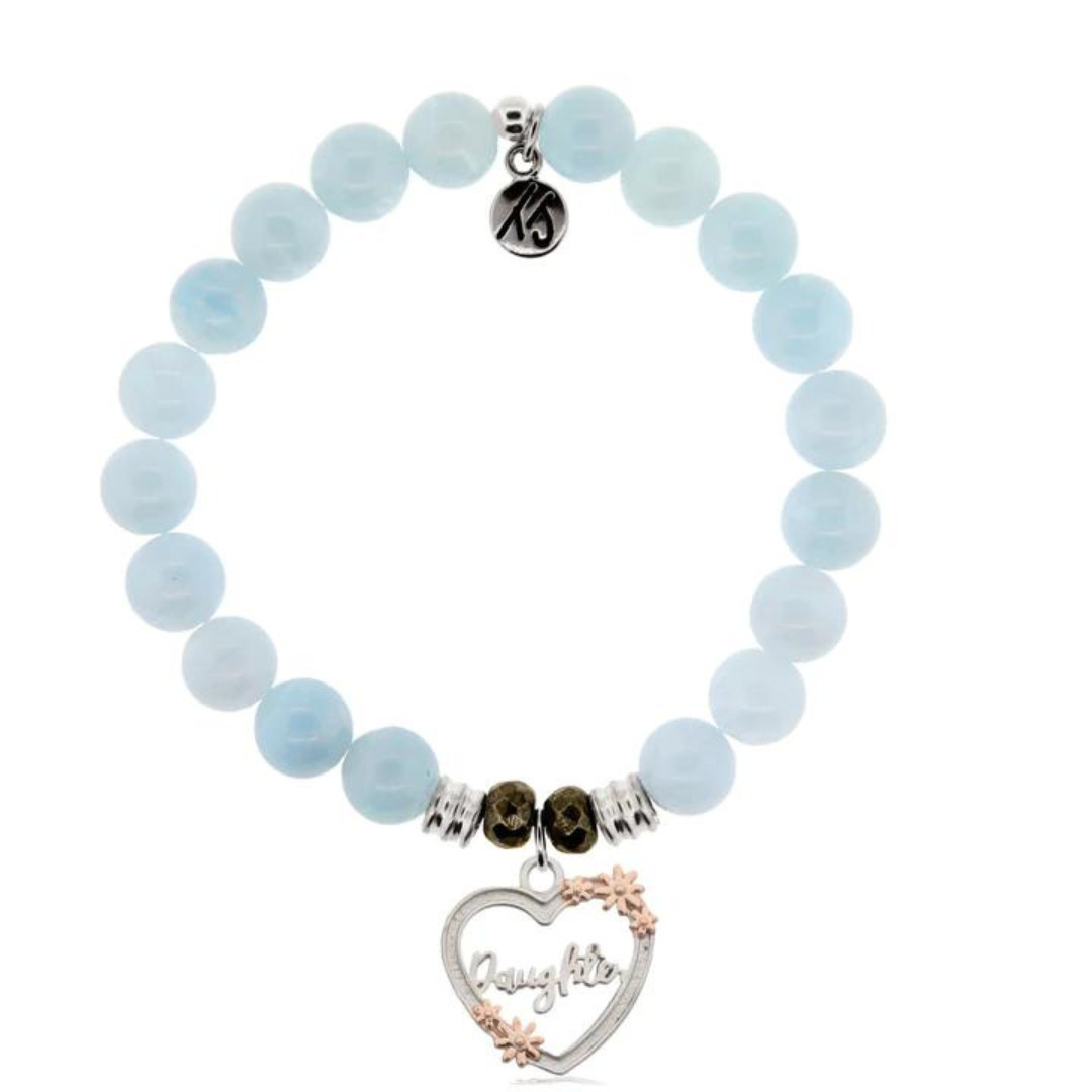 T. Jazelle Heart Daughter Charm Bracelet - Blue Aquamarine