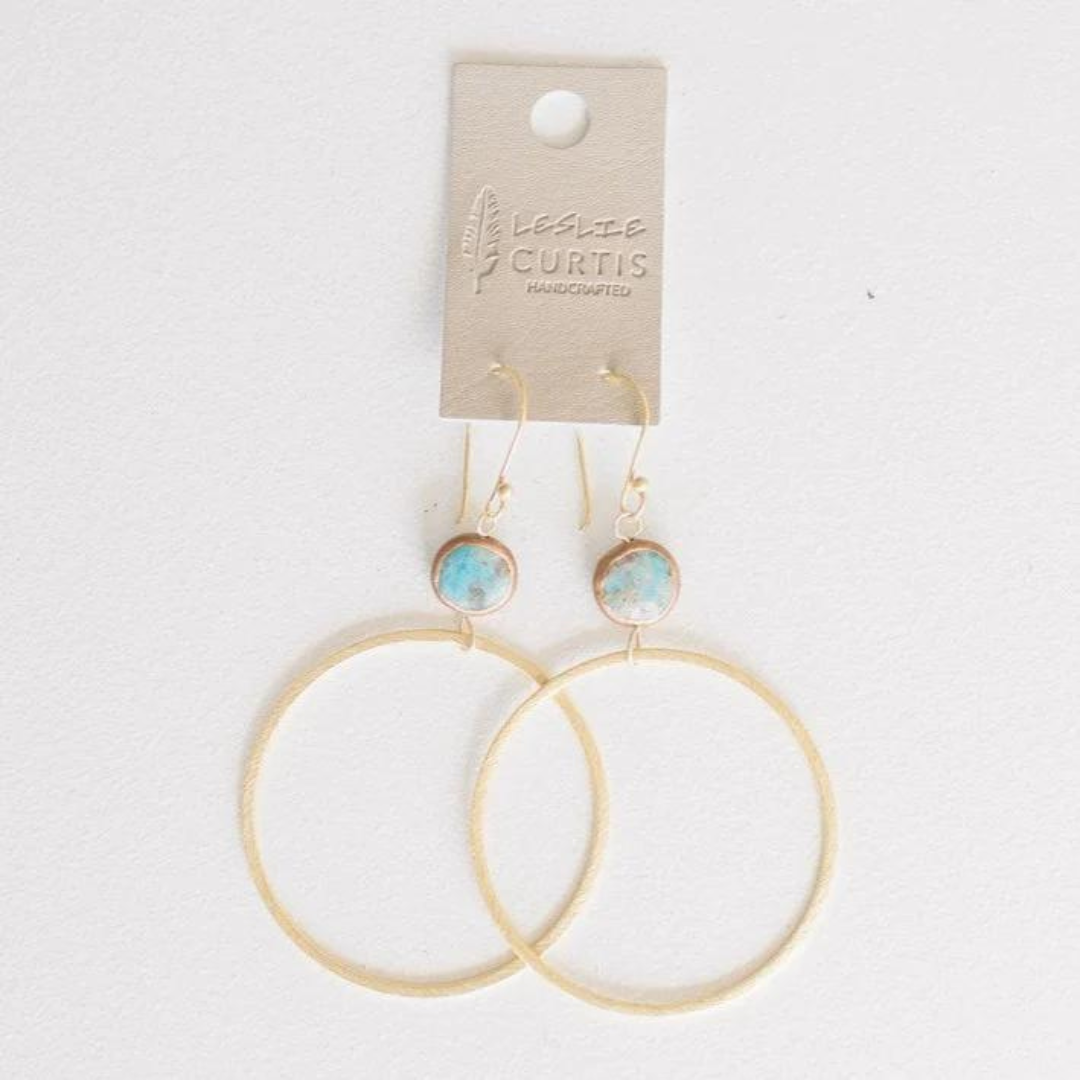 Leslie Curtis Harper Turquoise Hoop Dangle Earrings - Gold