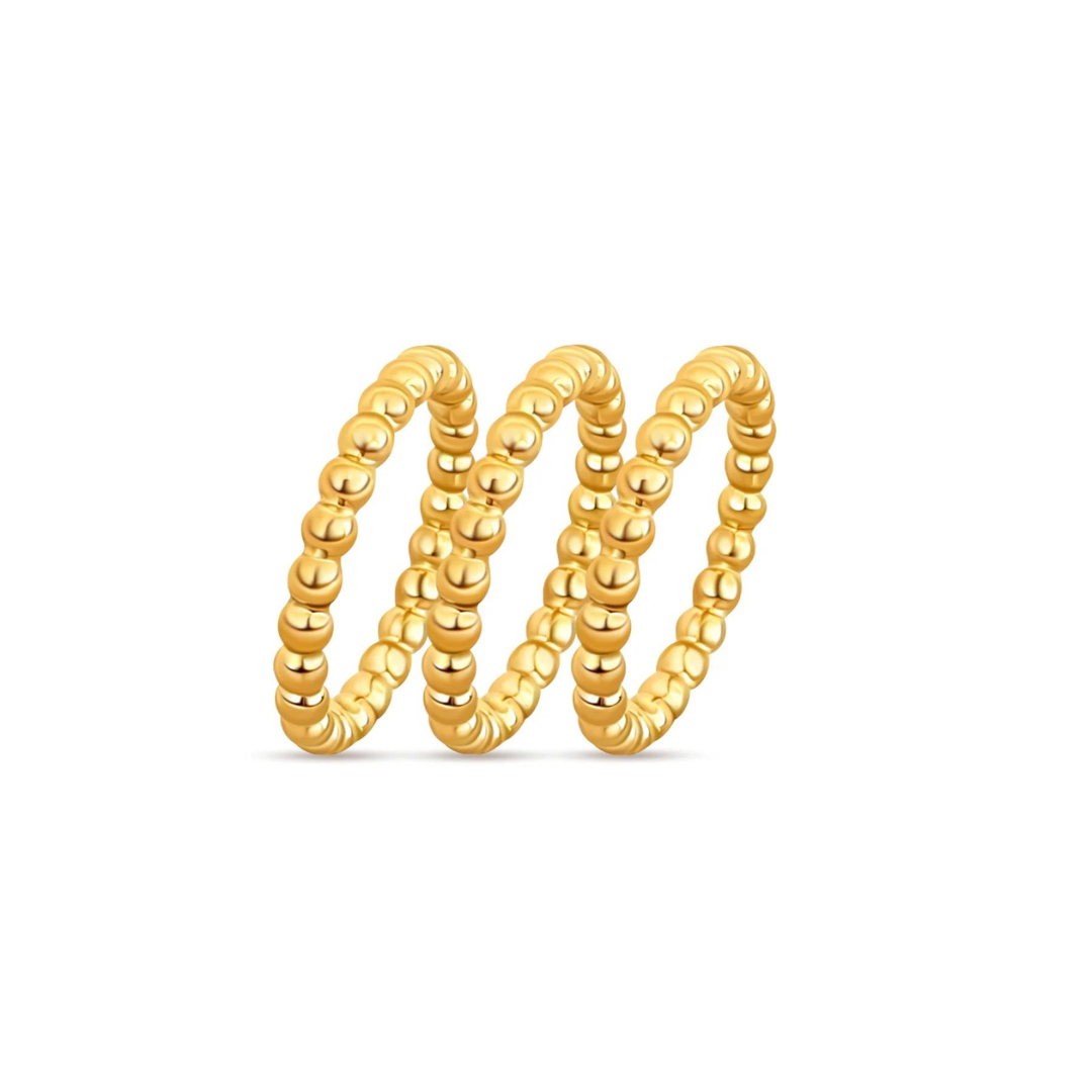 Ellie Vail Lucia Beaded Triple Ring Set - Gold