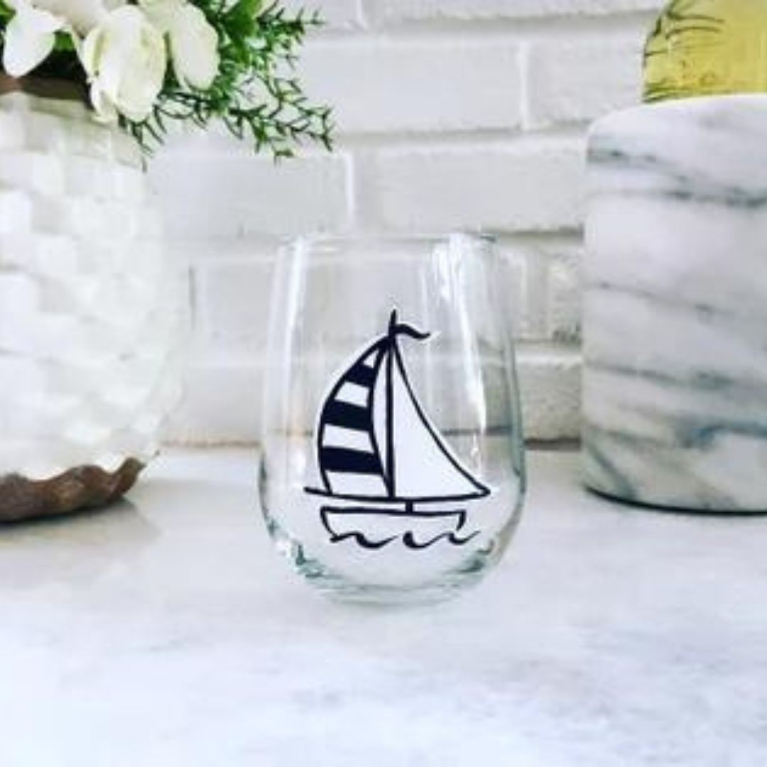 Wine by Design Hand-painted Stemless Glass