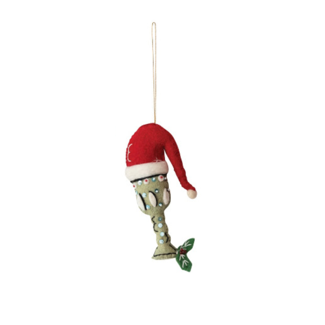 Handmade Wool Felt Holiday Cocktail Ornament