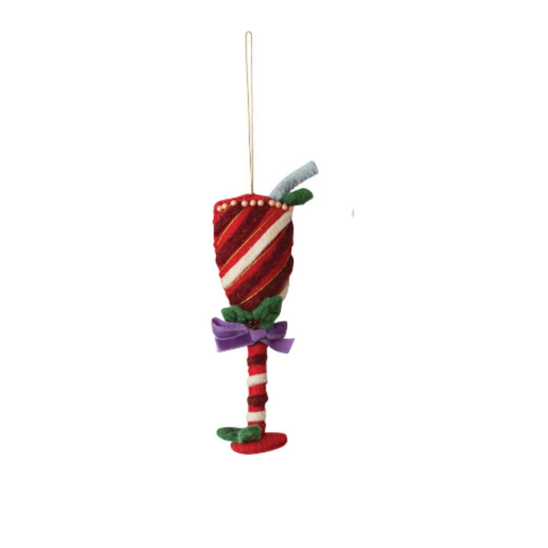 Handmade Wool Felt Holiday Cocktail Ornament