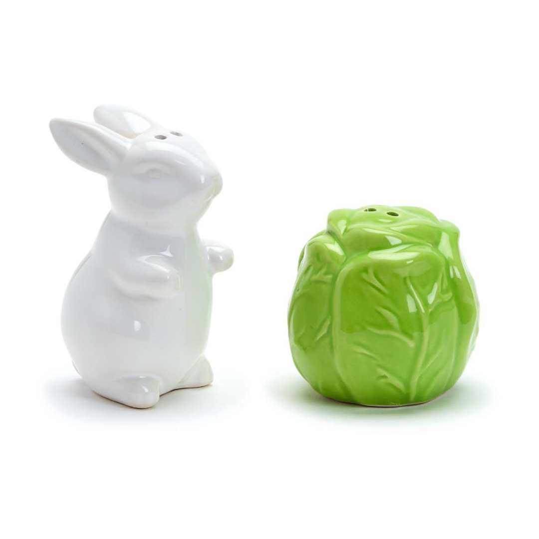 Two's Company Bunny & Cabbage Salt & Pepper Shakers