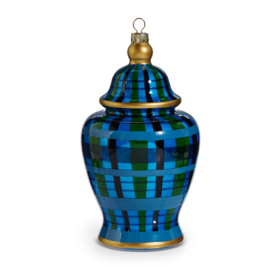 Raz Black Watch Plaid Ginger Jar Ornament