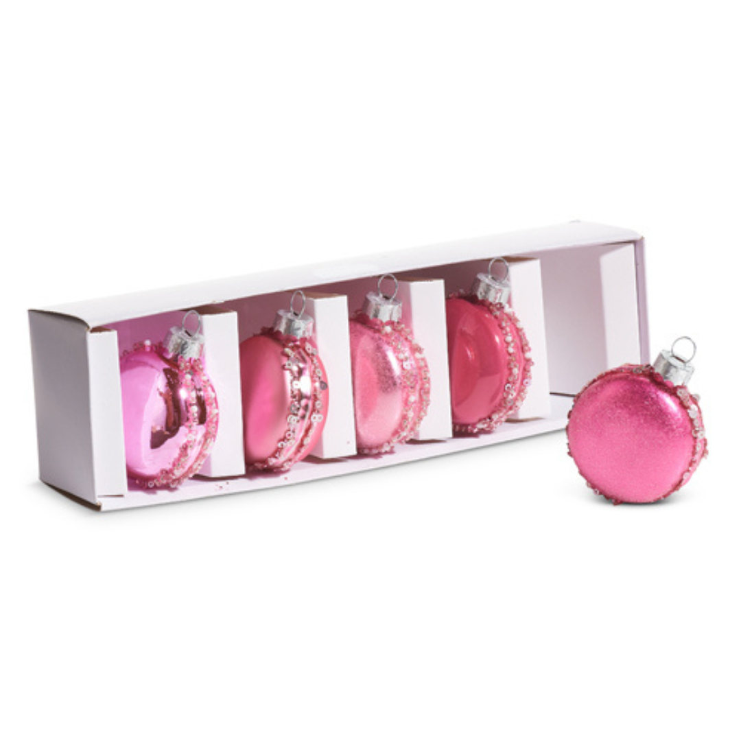 Raz Box of Pink Macaroon Ornaments