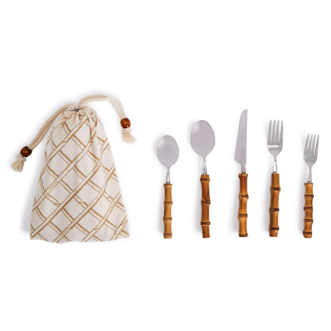 Two's Company Natural Bamboo Flatware
