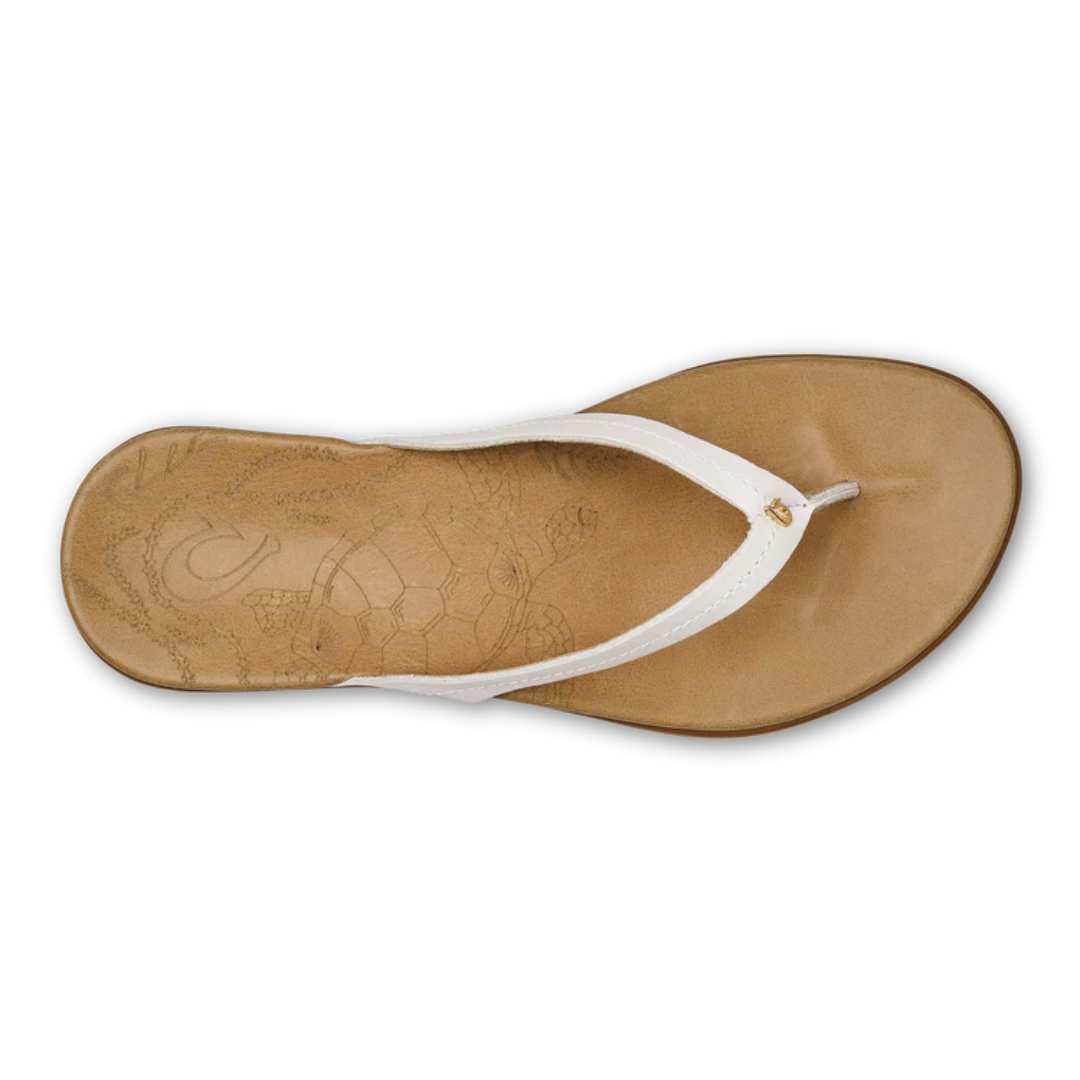 Olukai Honu Flip Flops - Bright White/Golden Sand