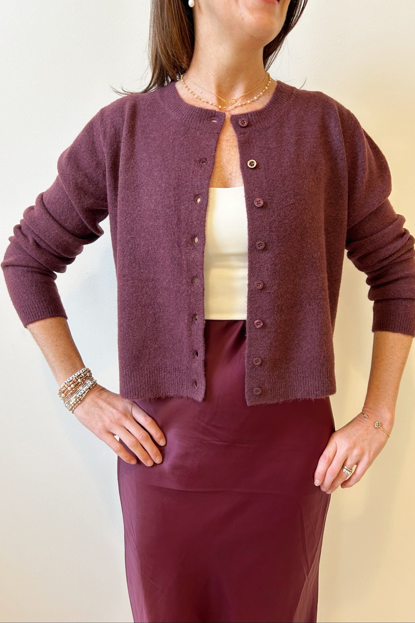 Z Supply Outlook Cardigan - Berry Wine