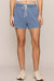blue shorts with white details on a white background