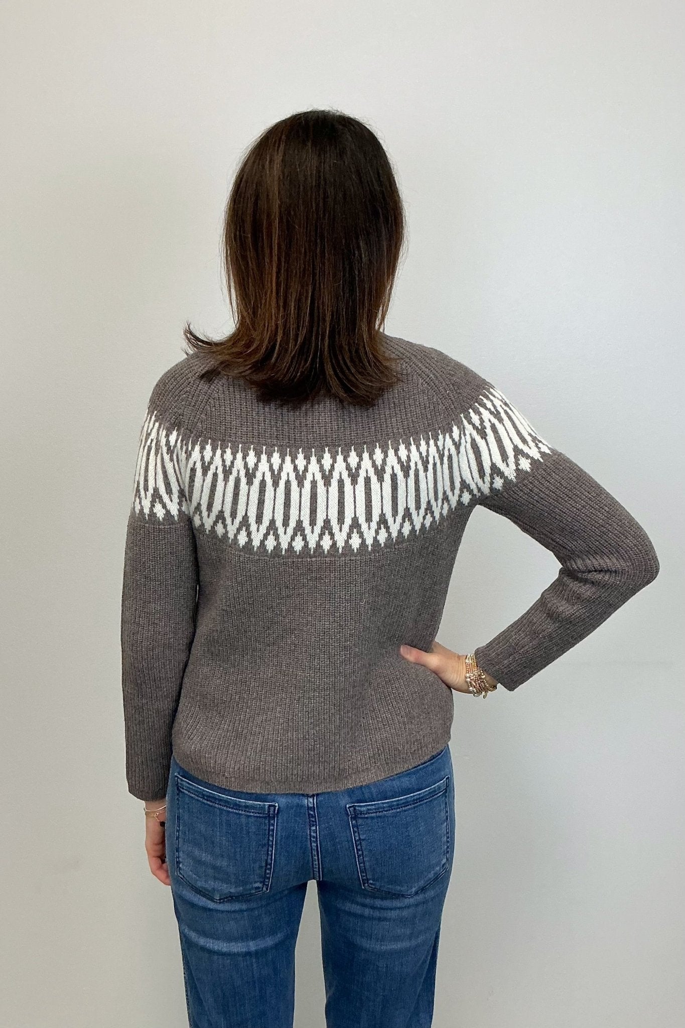 Alashan Cashmere Islay Shaker Fair Isle Raglan - Saddle - Alashan Cashmere Co.