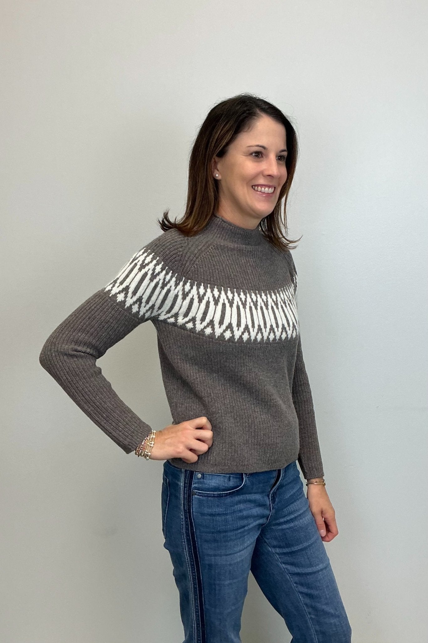 Alashan Cashmere Islay Shaker Fair Isle Raglan - Saddle - Alashan Cashmere Co.