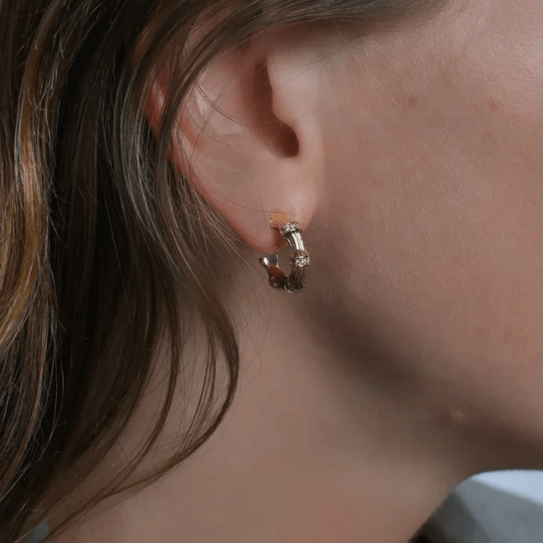 Anabel Aram Bamboo Huggie Hoop Earrings - Anabel Aram Jewelry