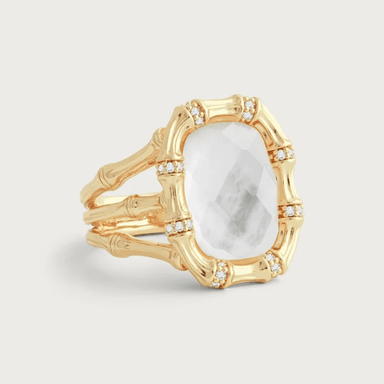 Anabel Aram Bamboo with Stone Ring - Mother of Pearl - Anabel Aram Jewelry