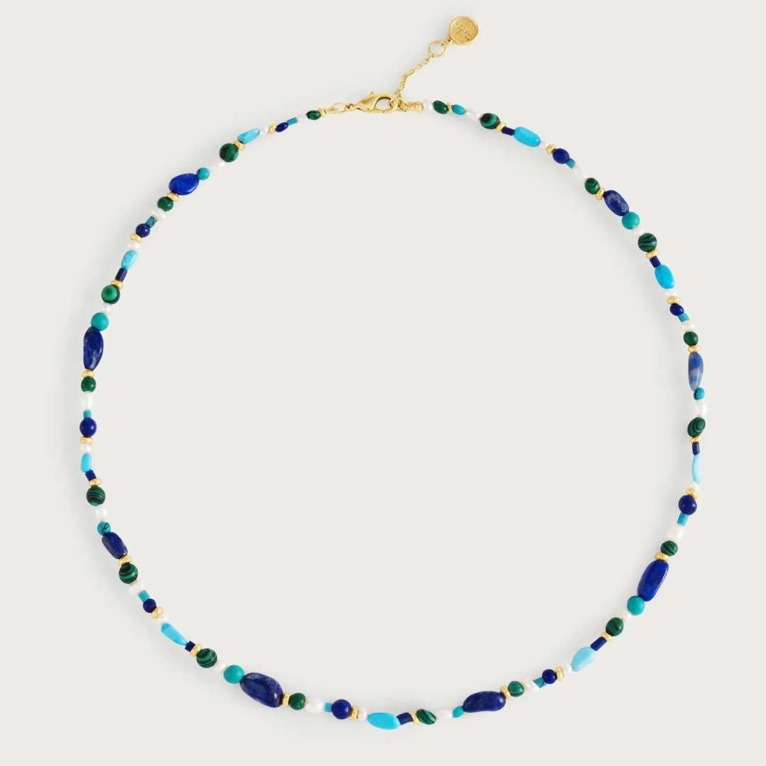Anabel Aram Milos Cool Chain Necklace w/ Stone Fish Charm-Lapis - Anabel Aram Jewelry