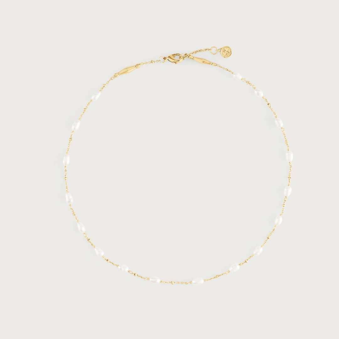 Anabel Aram Milos Multi Bead Necklace Pearl w/ Shell Locket Charm - Anabel Aram Jewelry