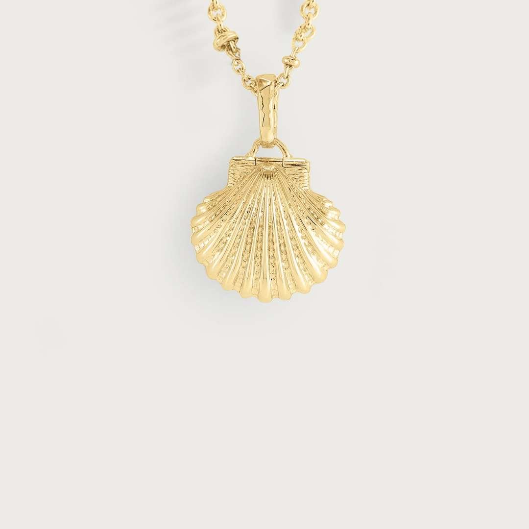 Anabel Aram Milos Multi Bead Necklace Pearl w/ Shell Locket Charm - Anabel Aram Jewelry