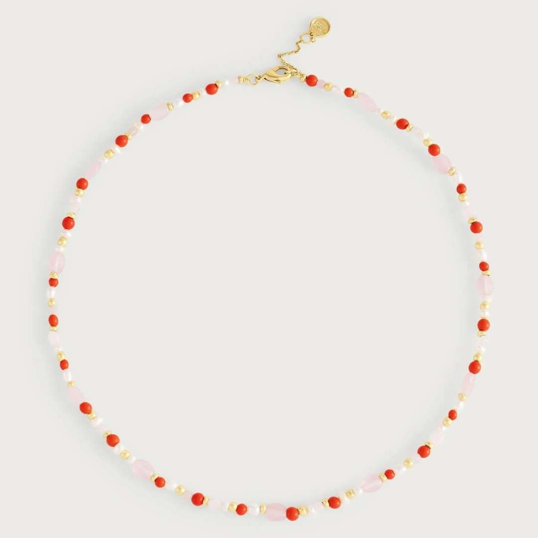 Anabel Aram Milos Warm Beaded Necklace w/ Coral & Scallop Charms - Anabel Aram Jewelry