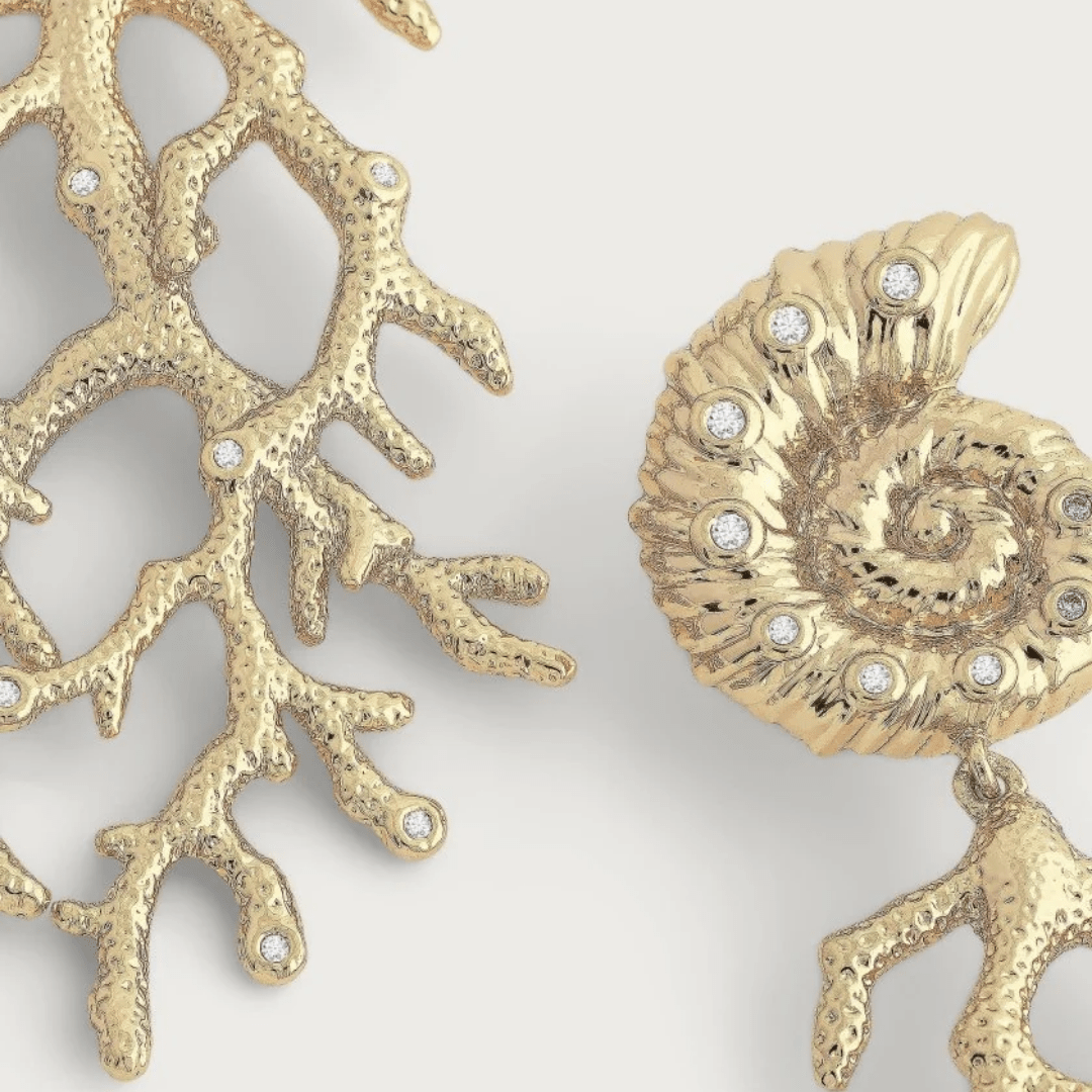 Anabel Aram Shell with Coral Drop Earrings - Anabel Aram Jewelry