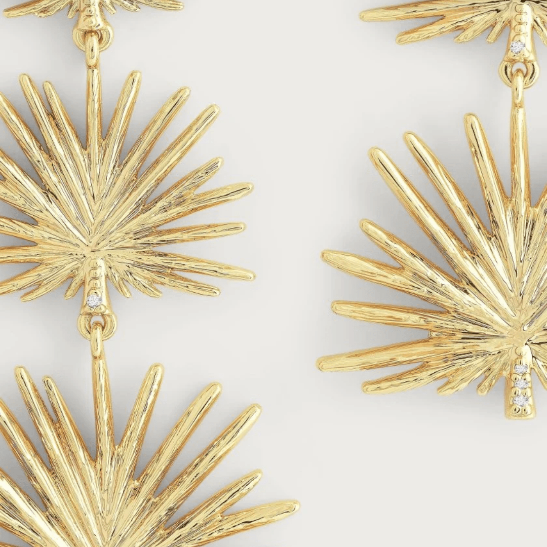 Anabel Aram Triple Fan Palm Dangle Earrings - Anabel Aram Jewelry