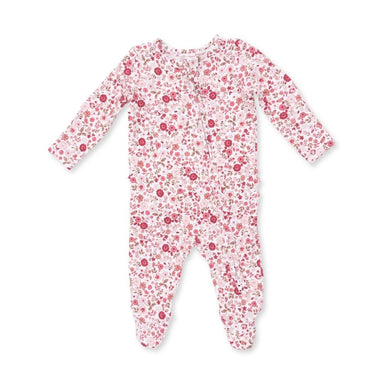 Angel Dear 2 way Ruffle Back Zip Footie In Serene Floral - Angel Dear