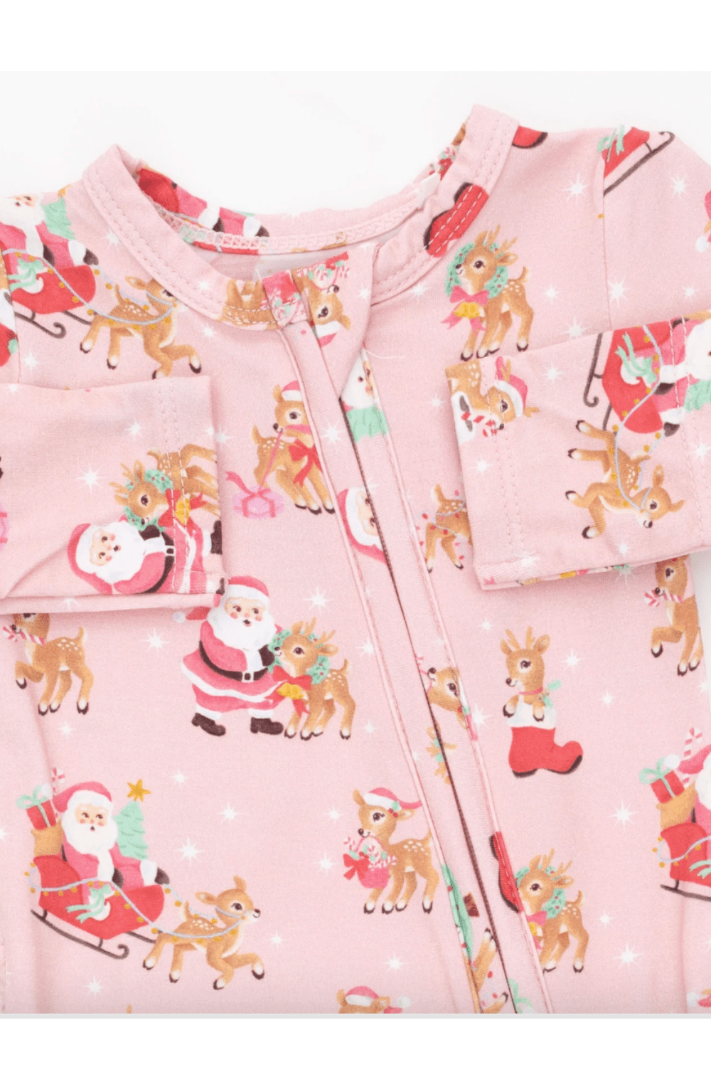 Angel Dear 2way Ruffle Back Zip Footie- Vint Rein/Santa Pk - Angel Dear