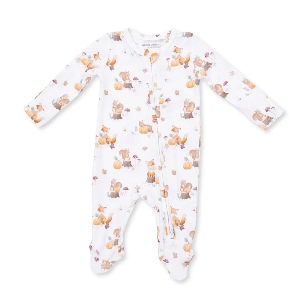 Angel Dear 2Way Zip Footie In Woodland Animals with Pumpkin - Angel Dear
