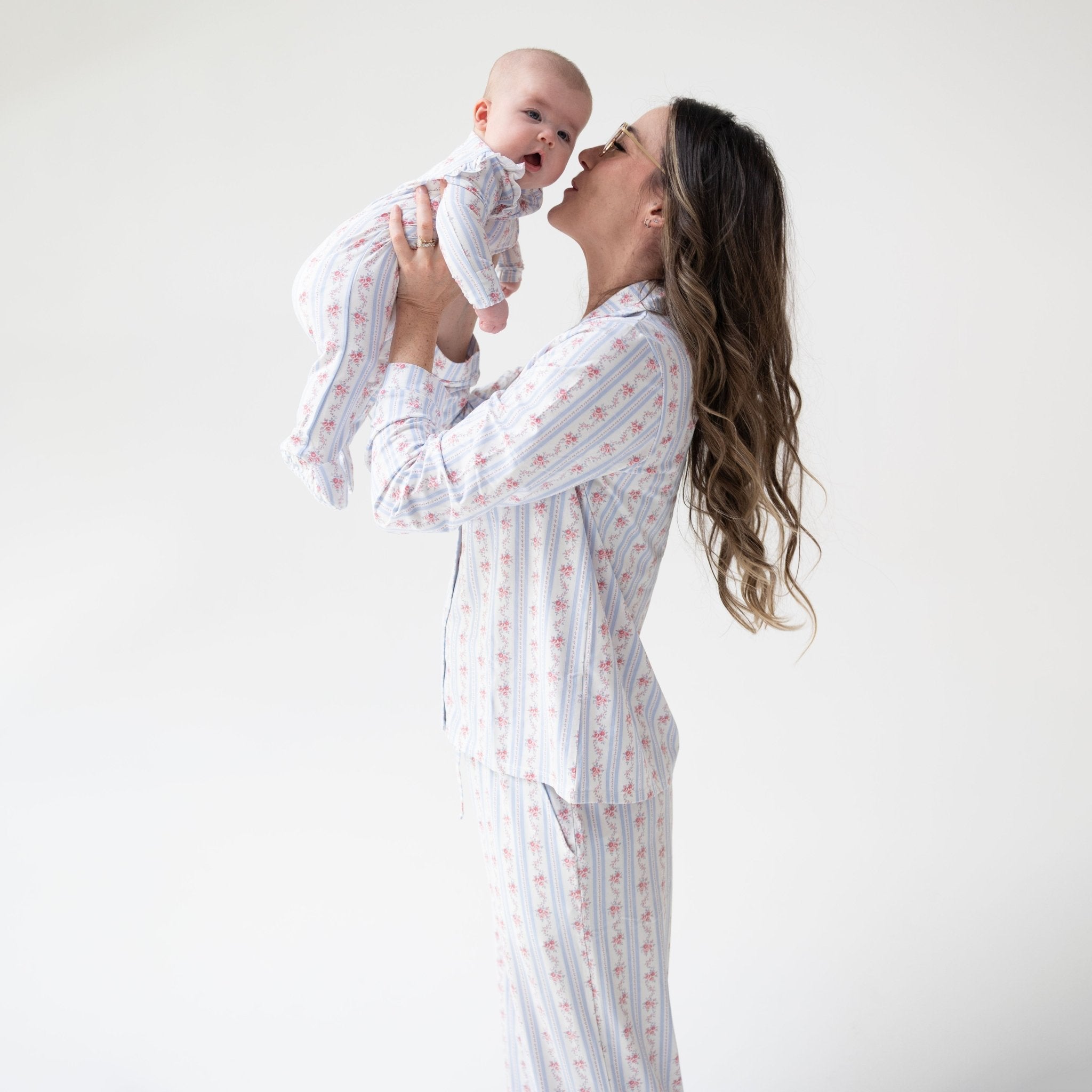 Angel Dear Adult Pajama Set Anna Floral Stripe - Angel Dear