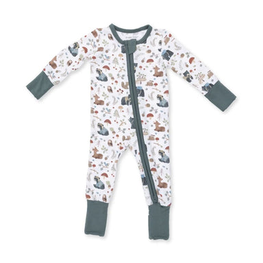 Angel Dear Convertible Romper in Woodland Animal Green - Angel Dear