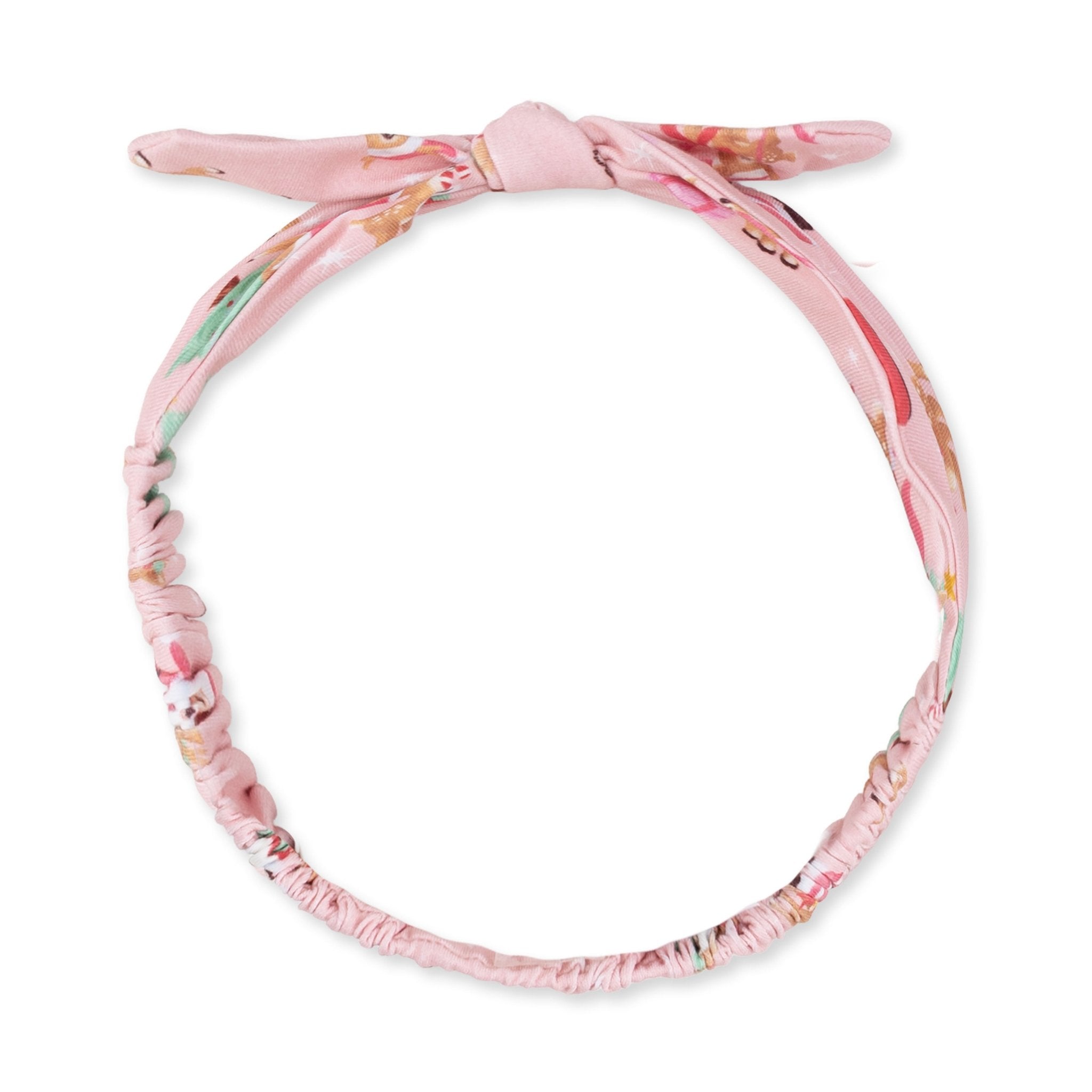 Angel Dear Knot Headband Vintage Reindeer & Santa Pink - Angel Dear