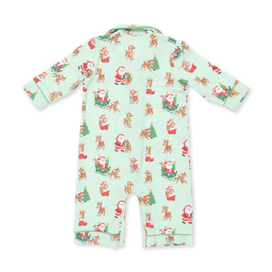 Angel Dear Long Sleeve Coat Style Romper Vintage Reindeer & Santa - Angel Dear
