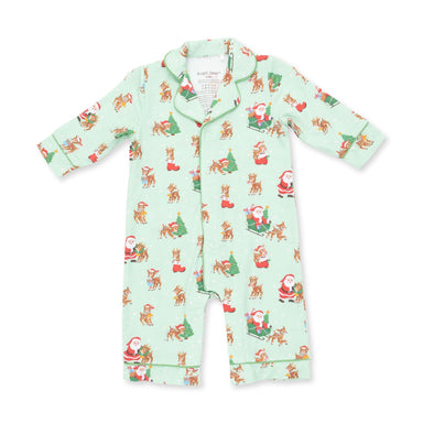 Angel Dear Long Sleeve Coat Style Romper Vintage Reindeer & Santa - Angel Dear