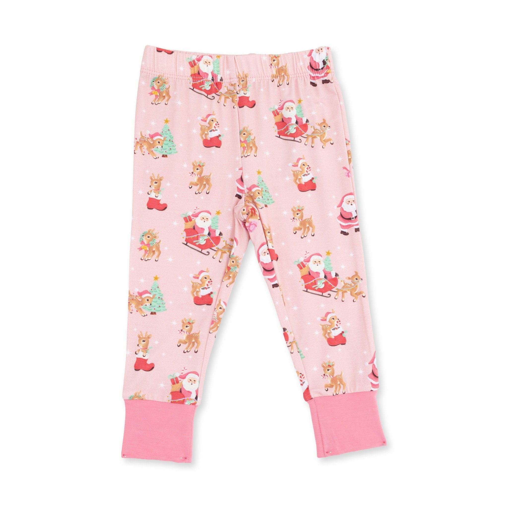 Angel Dear Long Sleeve Lounge Set Vintage Reindeer & Santa Pink - Angel Dear