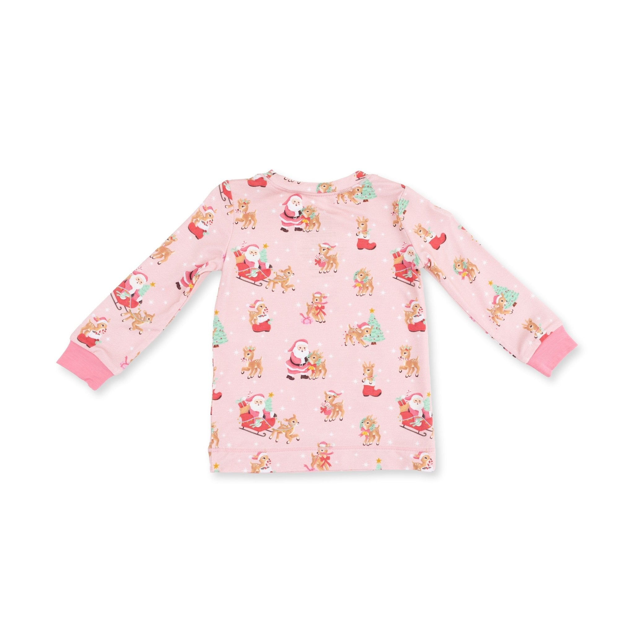 Angel Dear Long Sleeve Lounge Set Vintage Reindeer & Santa Pink - Angel Dear