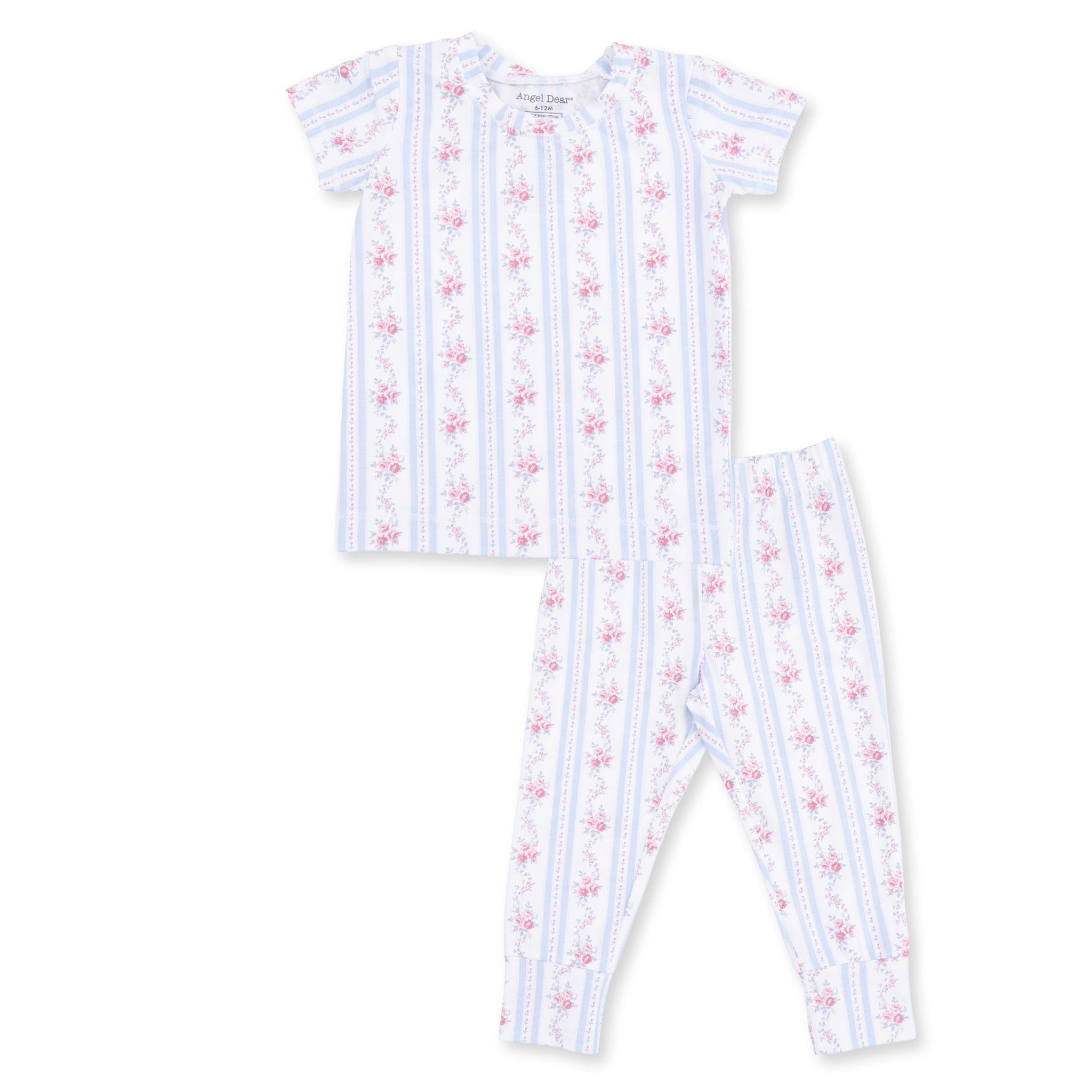 Angel Dear Short Sleeve Loungewear Set Anna Floral Stripe - Angel Dear