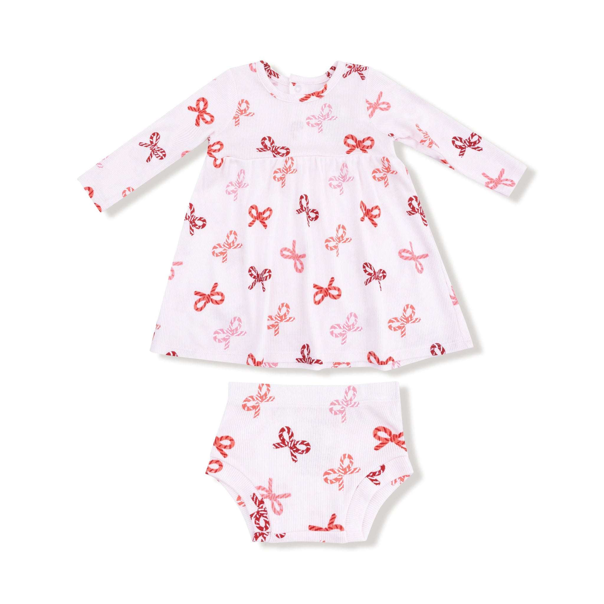 Angel Dear Simple Dress + Bloomers - Candy Cane Bows - Angel Dear