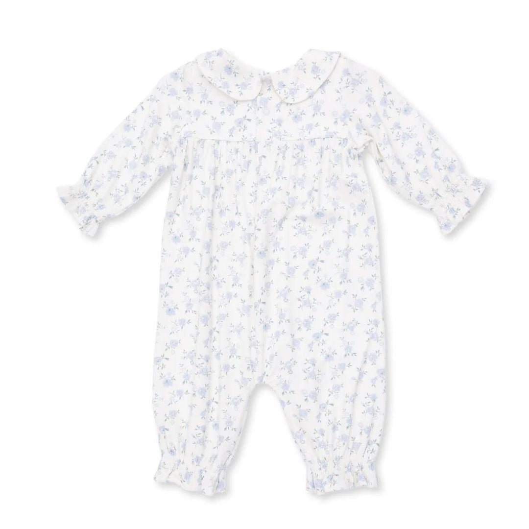 Angel Dear Smocked Long Sleeve Romper in Rose Briar - Angel Dear