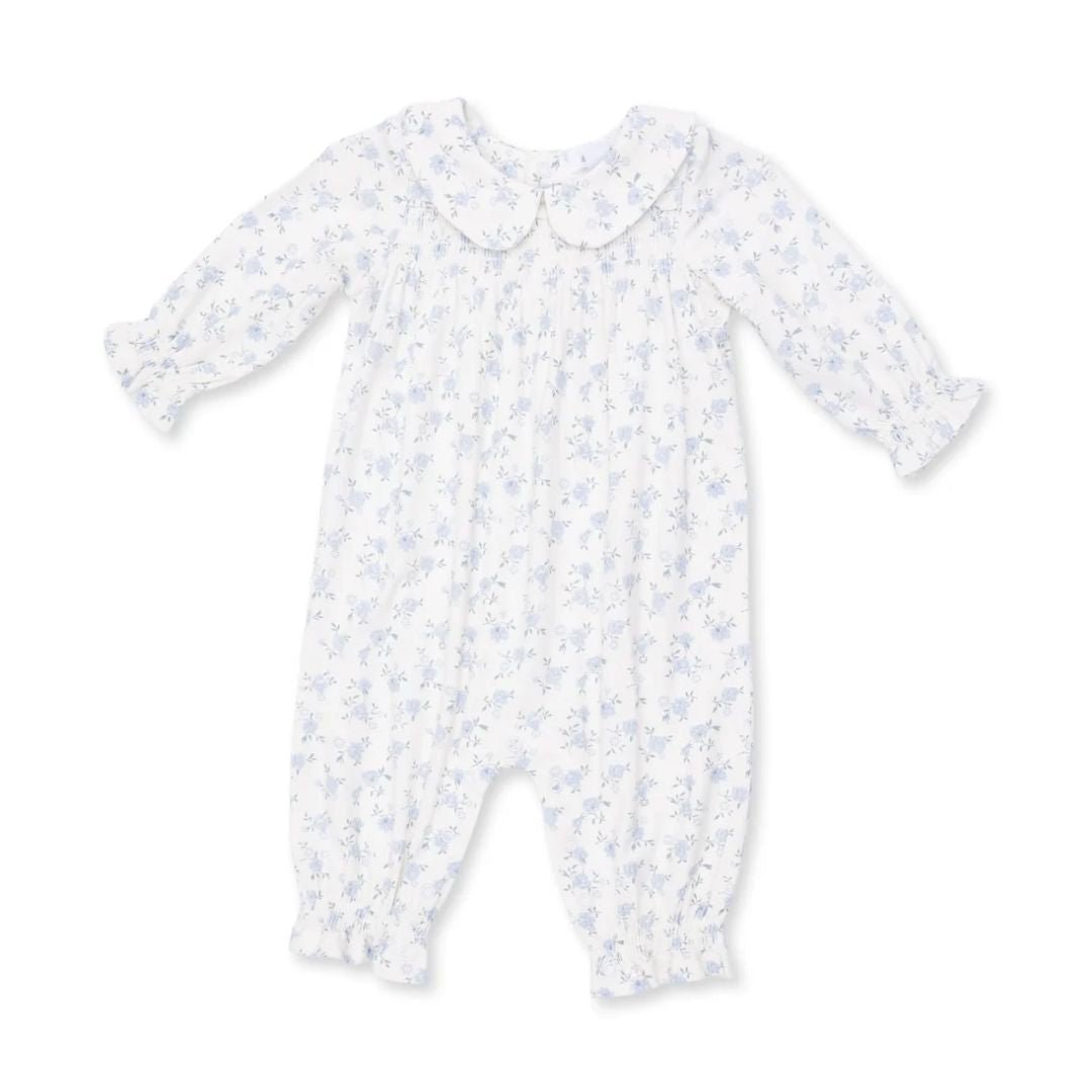 Angel Dear Smocked Long Sleeve Romper in Rose Briar - Angel Dear