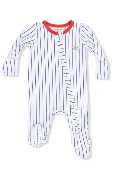 Angel Dear Zipper Footie - Baseball Stripe - Angel Dear