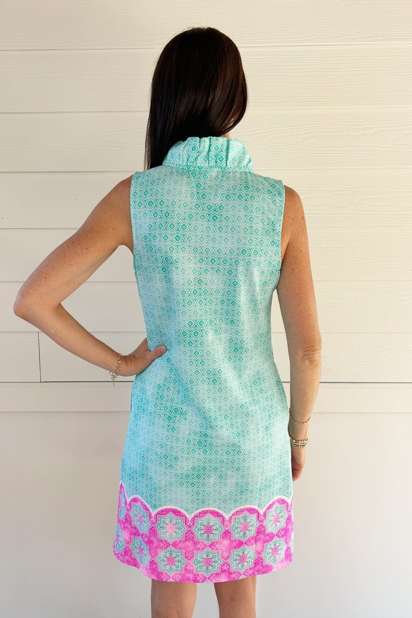 Aryeh Avery Ruffle Neckline Shift Dress - Mint - Aryeh