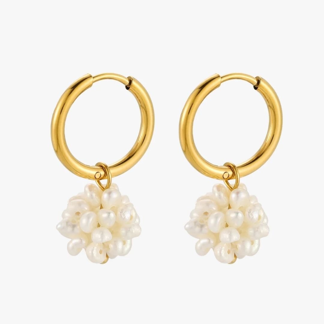 Atolea Jewelry Tiny Pearls Hoops - ATOLEA Jewelry